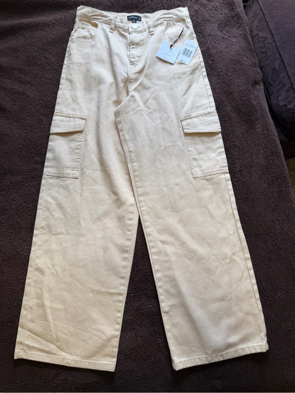 Originality Kids Cream Cargo Wide-Leg Jeans